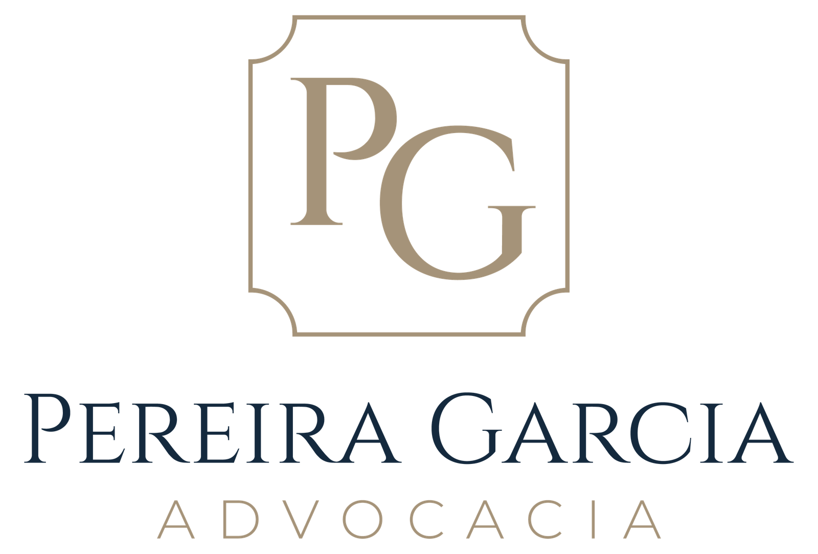 Logo da Pereira Garcia Advocacia em azul e dourado